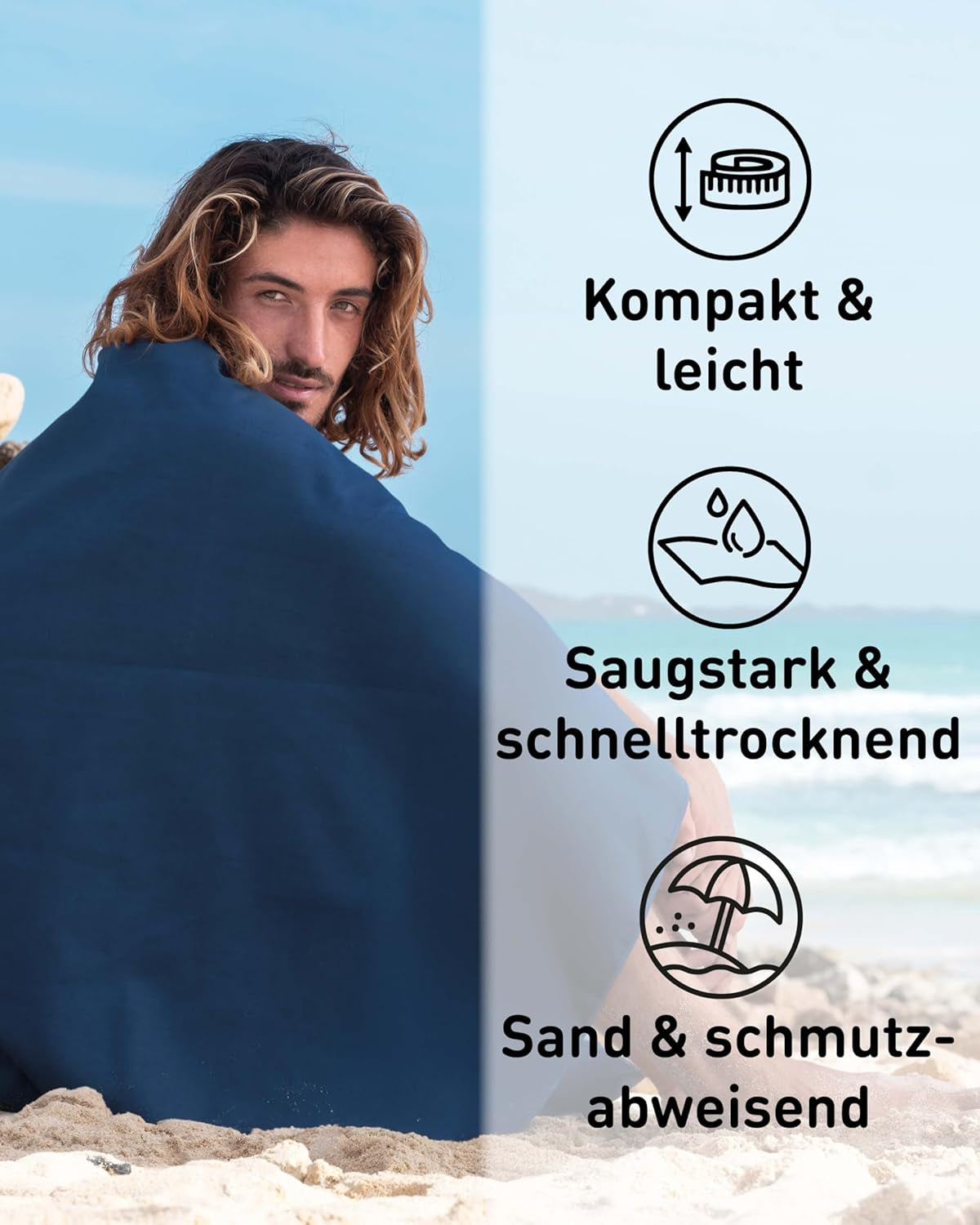 Fit-Flip Mikrofaser Handtuch - Kompakte Microfaser Handtücher - Ideal Als Sporthandtuch, Reisehandtuch, Strandtuch - Schnelltrocknend Und Leicht - Badetuch Groß - Sport, Fitness, Sauna