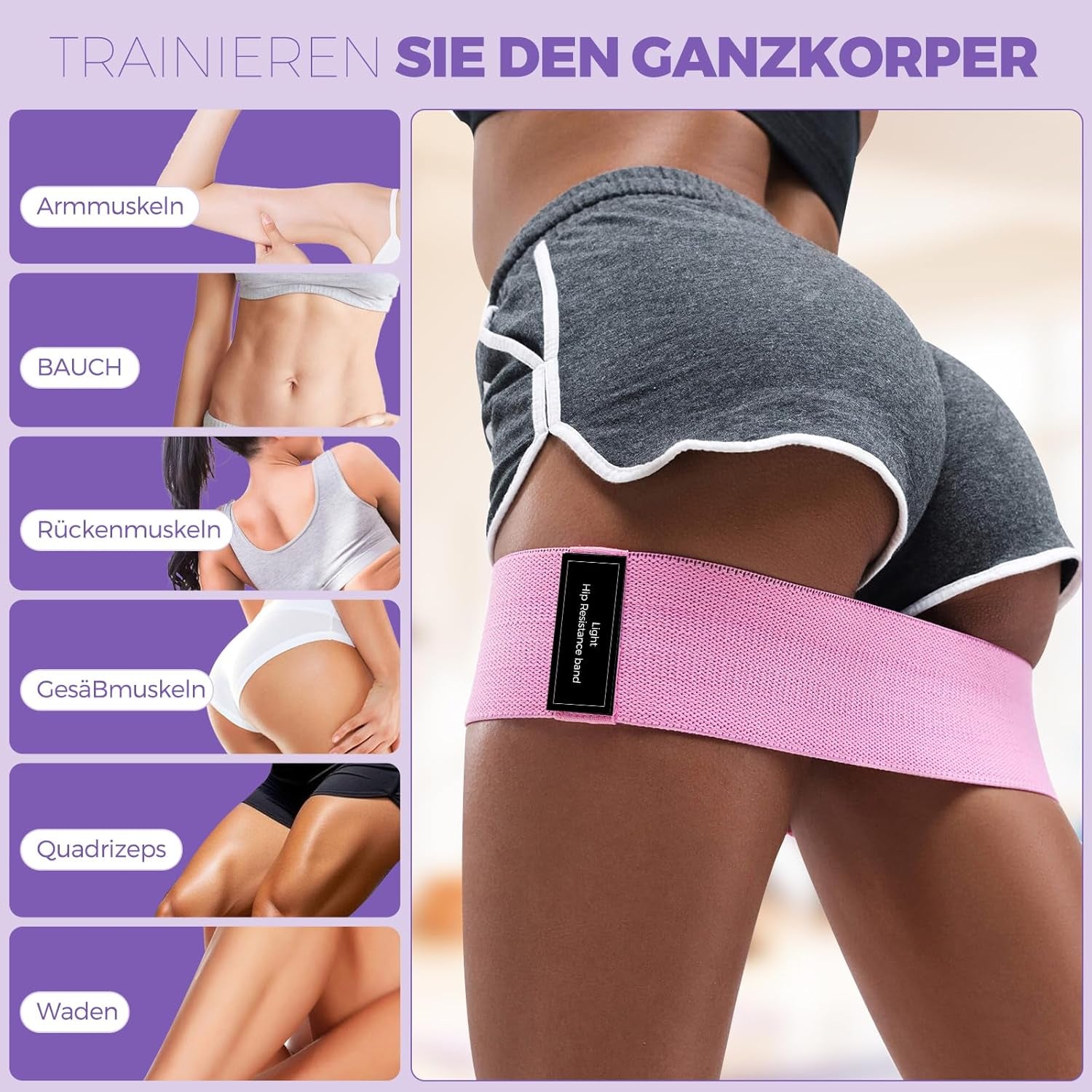 Elastisches Band Für Krafttraining, Aus Stoff, Elastisches Fitnessband, 3 Kraftstufen, Elastisch, Sport Für Yoga/Pilates/Fitness/Squats/Po-Brücke