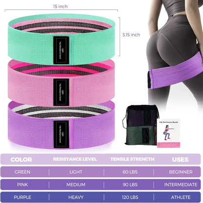 Elastisches Band Für Krafttraining, Aus Stoff, Elastisches Fitnessband, 3 Kraftstufen, Elastisch, Sport Für Yoga/Pilates/Fitness/Squats/Po-Brücke