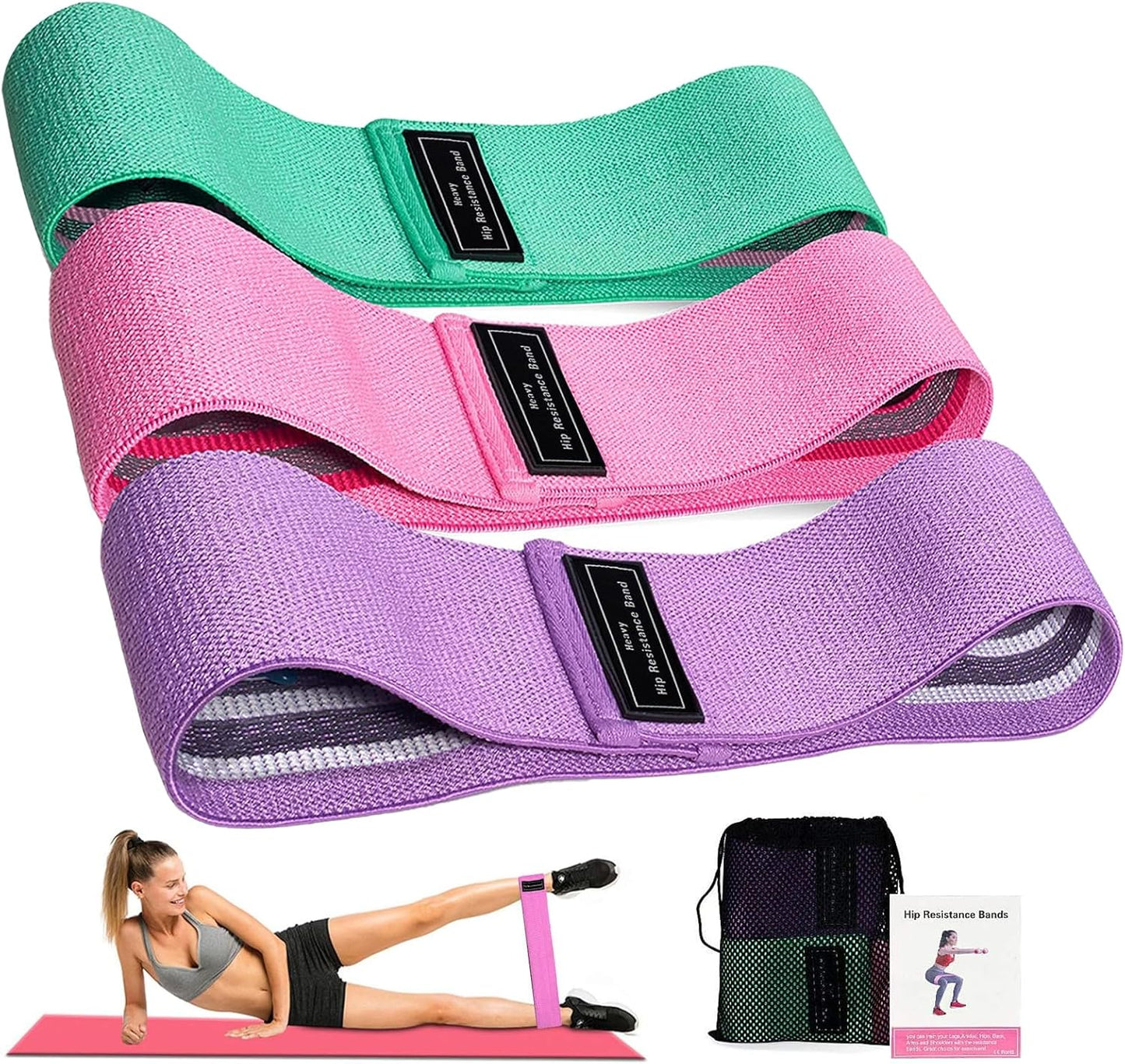 Elastisches Band Für Krafttraining, Aus Stoff, Elastisches Fitnessband, 3 Kraftstufen, Elastisch, Sport Für Yoga/Pilates/Fitness/Squats/Po-Brücke