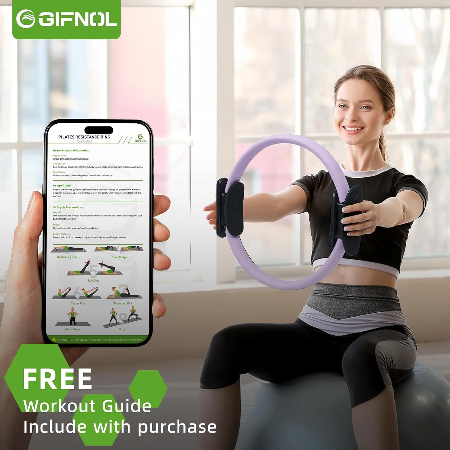 Pilates-Ring Und Ball-Set Mit Widerstandsbändern, Pilates-Ausrüstung Für Heimtraining, 35,6 Cm Und 30,5 Cm, Pilates-Ringe, 2 Pilates-Bälle, 5 Widerstandsbänder Zum Straffen Von Armen