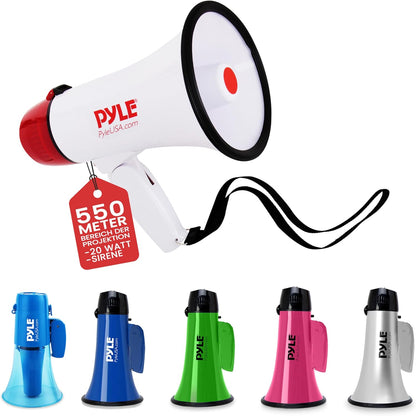 Pyle Megaphon Mit Sirene, Signalhorn – Siren Megaphone – Mini Megafon Kinder & Erwachsene 20W, Faltbare Megaphone Mit Sirene & Mikrofon, Lautstärke Einstellbar & Batteriebetrieben Reichweite: 550M