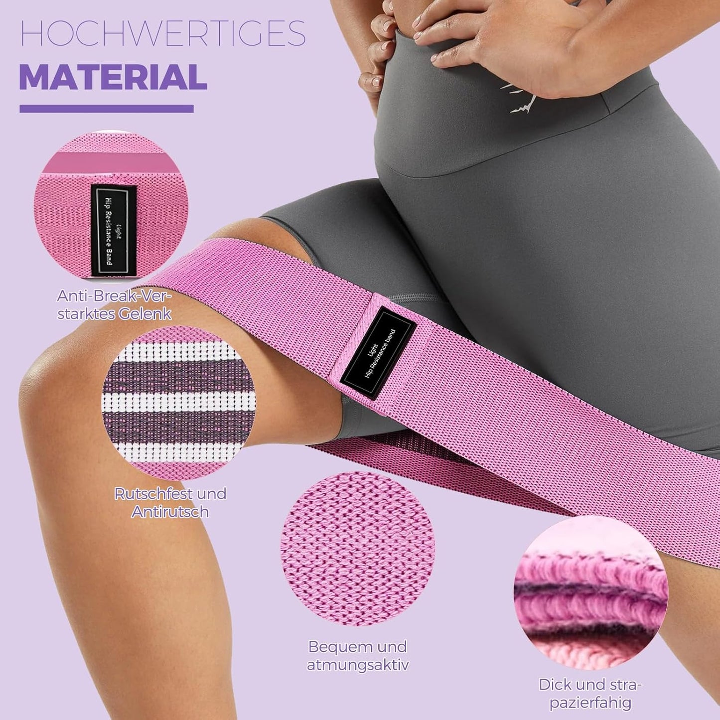 Elastisches Band Für Krafttraining, Aus Stoff, Elastisches Fitnessband, 3 Kraftstufen, Elastisch, Sport Für Yoga/Pilates/Fitness/Squats/Po-Brücke