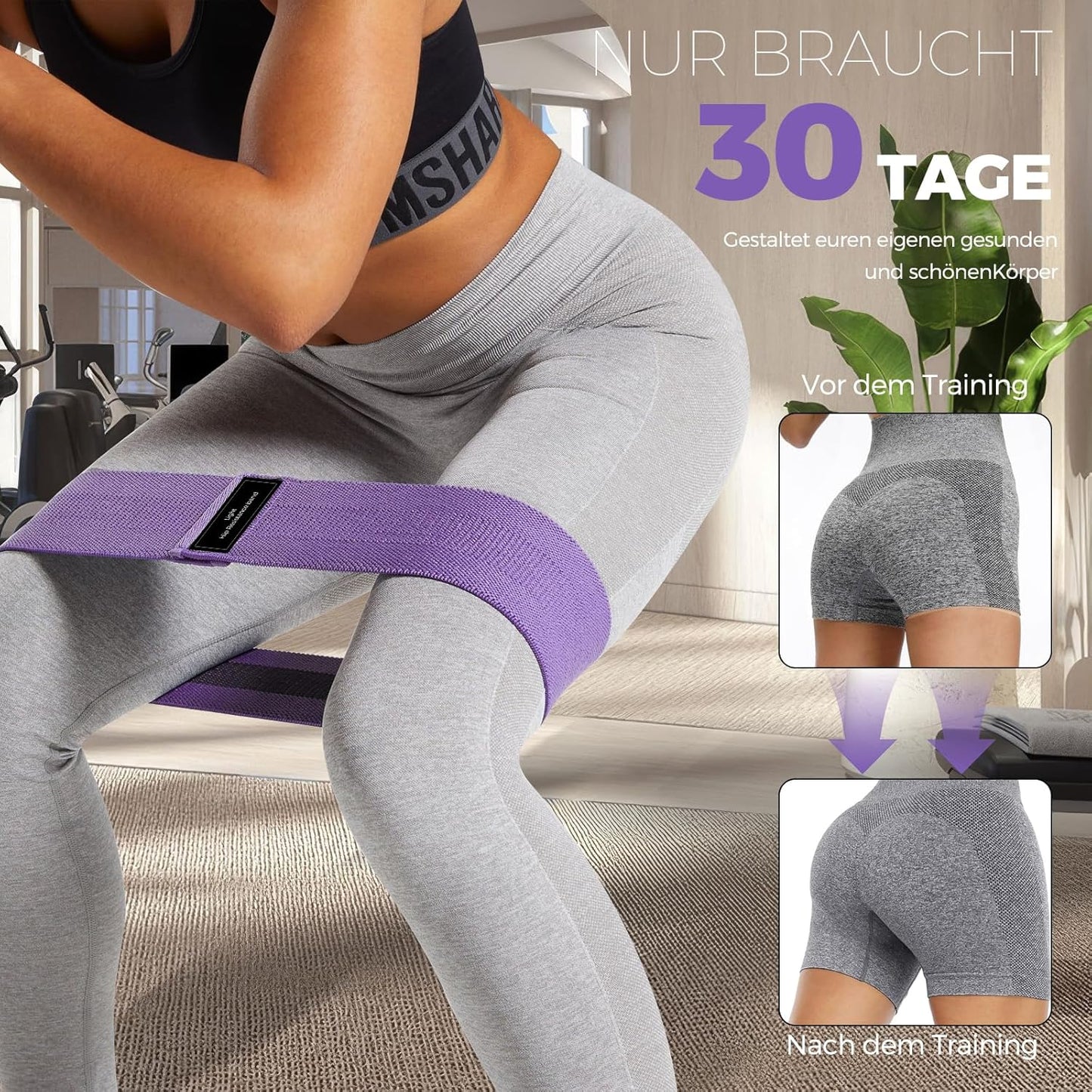 Elastisches Band Für Krafttraining, Aus Stoff, Elastisches Fitnessband, 3 Kraftstufen, Elastisch, Sport Für Yoga/Pilates/Fitness/Squats/Po-Brücke