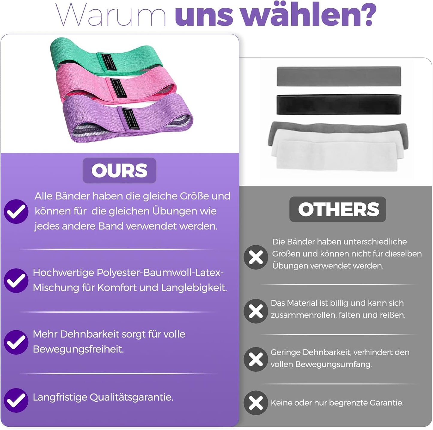 Elastisches Band Für Krafttraining, Aus Stoff, Elastisches Fitnessband, 3 Kraftstufen, Elastisch, Sport Für Yoga/Pilates/Fitness/Squats/Po-Brücke