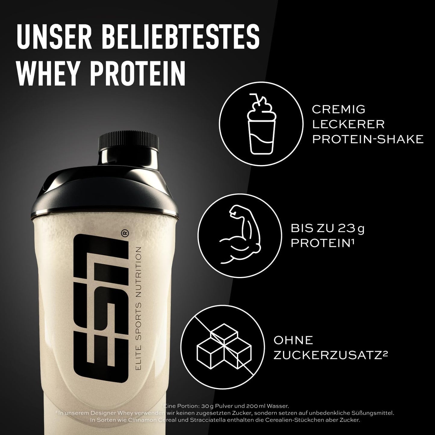ESN Designer Whey Protein Pulver, Vanilla, 1 Kg, Bis Zu 23 G Protein Pro Portion, Ideal Zum Muskelaufbau Und -Erhalt - Made in Germany