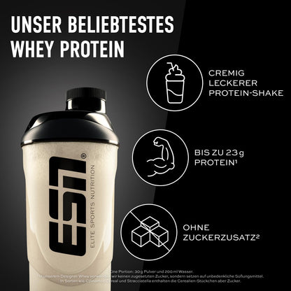 ESN Designer Whey Protein Pulver, Vanilla, 1 Kg, Bis Zu 23 G Protein Pro Portion, Ideal Zum Muskelaufbau Und -Erhalt - Made in Germany