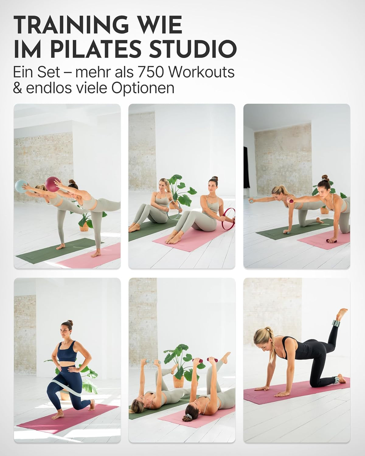 NEOLYMP Pilates Set Für Zuhause – Pilates Ball, Pilates Ring & Gewichte – Komplettes Pilates Zubehör Set – Inkl. Pilates Bänder, 1Kg Hanteln & E-Book – Pilates Essential Kit