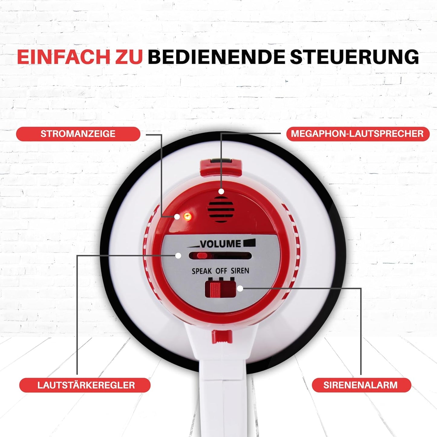 Pyle Megaphon Mit Sirene, Signalhorn – Siren Megaphone – Mini Megafon Kinder & Erwachsene 20W, Faltbare Megaphone Mit Sirene & Mikrofon, Lautstärke Einstellbar & Batteriebetrieben Reichweite: 550M