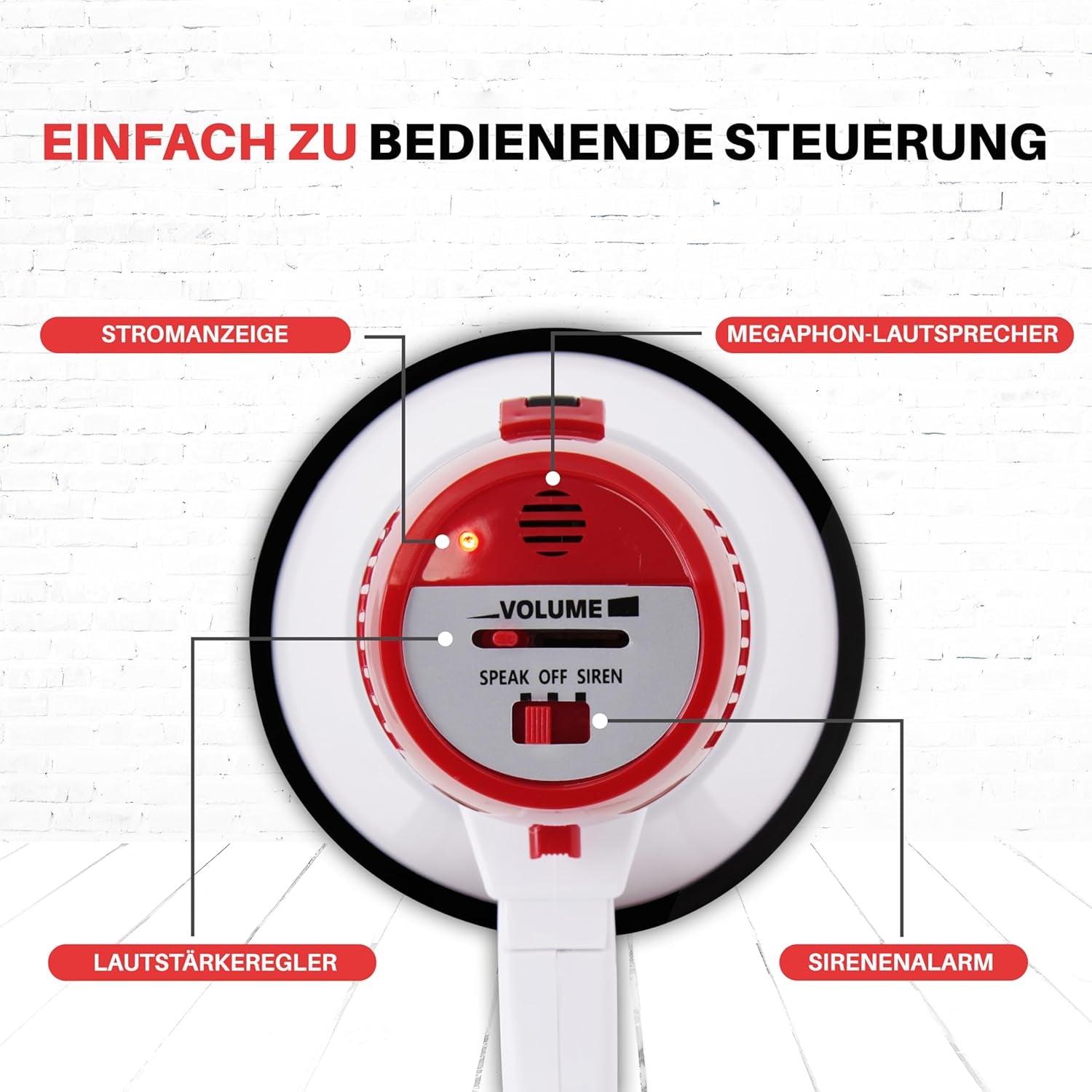 Pyle Megaphon Mit Sirene, Signalhorn – Siren Megaphone – Mini Megafon Kinder & Erwachsene 20W, Faltbare Megaphone Mit Sirene & Mikrofon, Lautstärke Einstellbar & Batteriebetrieben Reichweite: 550M